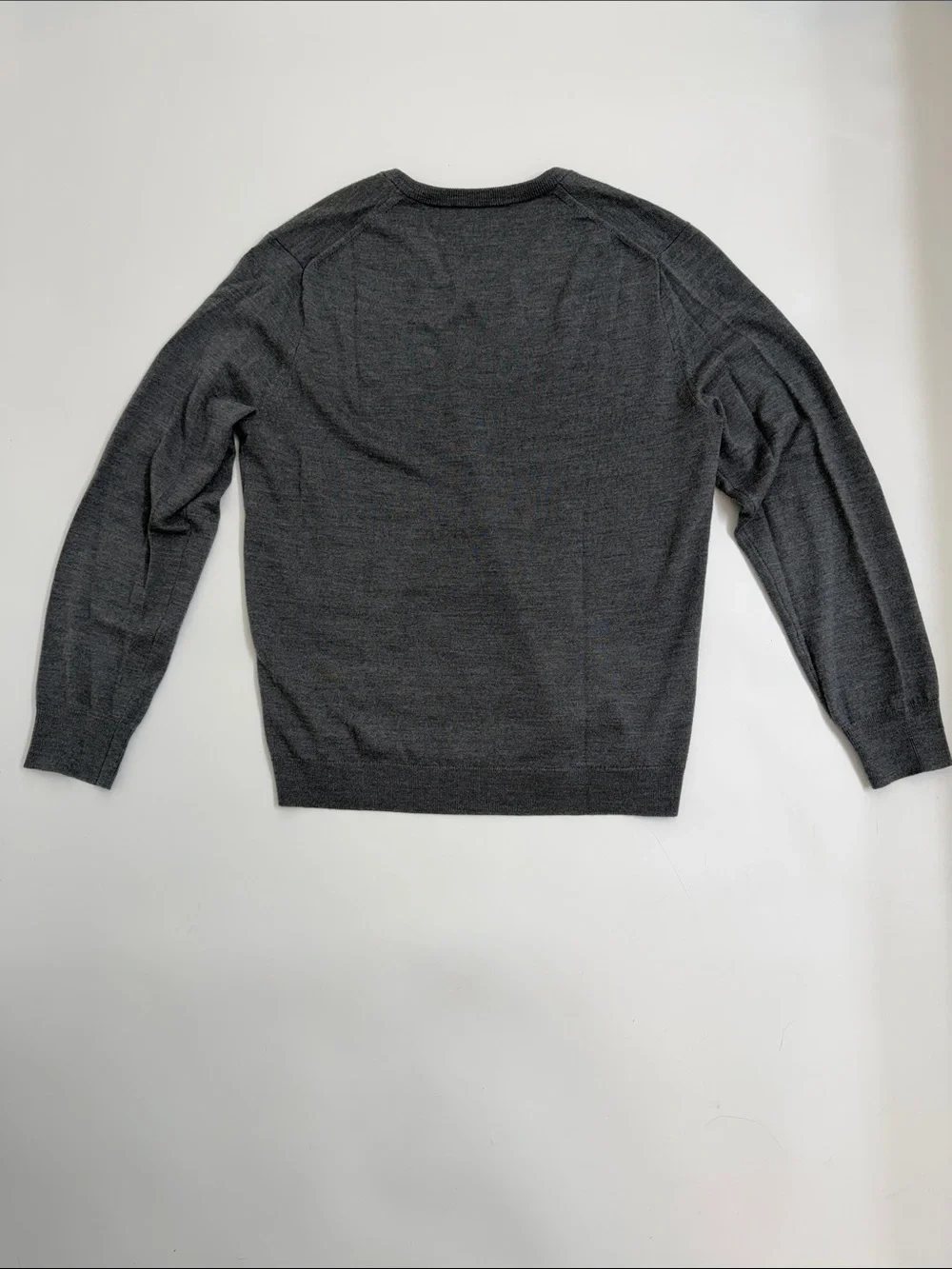 J Crew 100% Merino Wool Sweater‎ Men’s Large Grey V-Neck Slim Fit